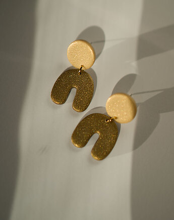 Wiszące kolczyki sztyfty MINI z połyskiem, Dwie Gliny