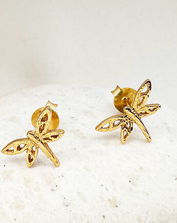 KOLCZYKI z  ważką,  złote ważki sztyfty, Anemon Atelier