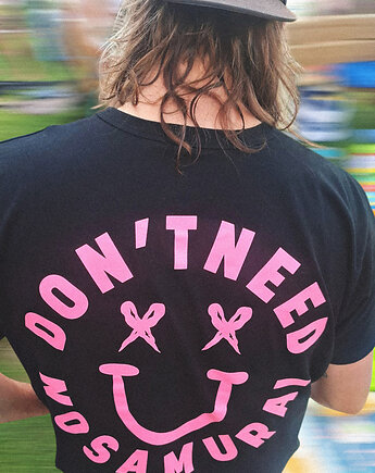 T-shirt Smile Pink Organic Cotton, DONT NEED NO SAMURAI