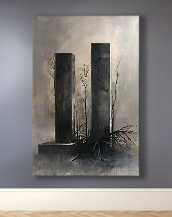 Monument - Obraz na płótnie - Druk Blejtrama, Brutalizm, Abstrakcja #40, Black Sapphire Art