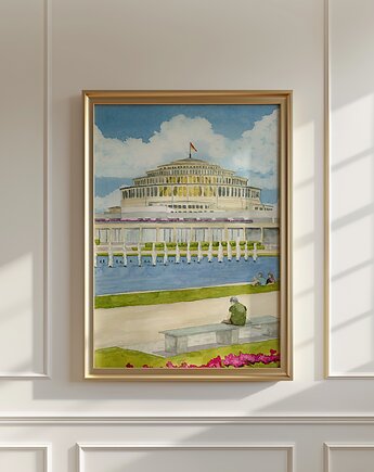 Plakat Wrocław, Hala Stulecia, akwarela, Anna Bednarczyk Ilustracje