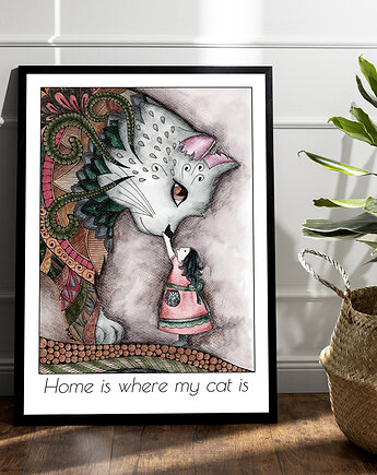 Plakat z kotem- spotkanie, Seylla pracownia