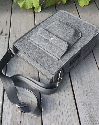 Mega listonoszka filcowa - A4 - GRAFITOWA - na pasku, Beltrani