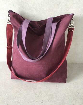 Torba na ramię XXL - oberżyna, wrzos, bordo, PRACOWNIA 166