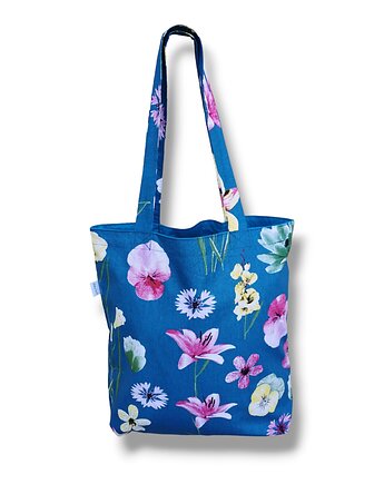 Torba na zakupy shopperka eko siatka torba na ramię shopper kwiaty, Uszyciuch