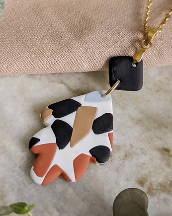 Naszyjnik w stylu boho, lastryko. Wisiorek, zawieszka terrazzo jak kamień, Dary Rusałki