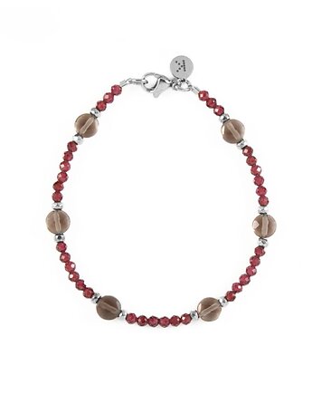 Elegancka bransoletka w brązowej tonacji - Wersja Srebrna, Kulka Bransoletki