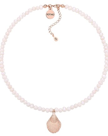 Naszyjnik z pereł naturalnych z muszlą z różowego złota, SOTHO