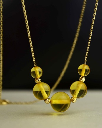 Złota kolia ze słonecznym bursztynem pr. 585