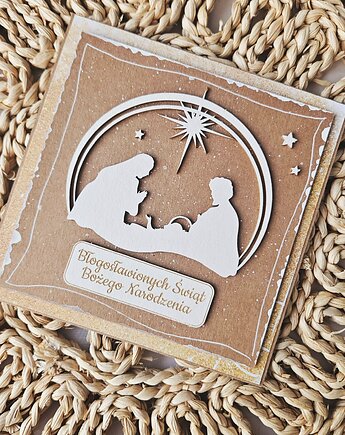 Kartka bożonarodzeniowa ze święta rodziną, papierololo