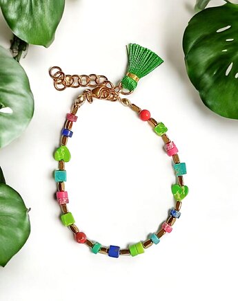 Bransoletka wakacyjna : jaspis cesarski : multicolor II, kaktusia