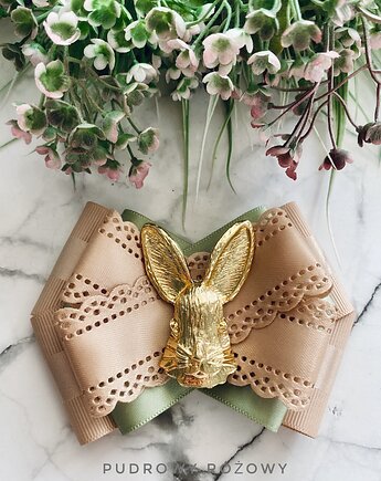 Brosza   z Zającem Wielkanoc  NEW, Pudrowy Różowy