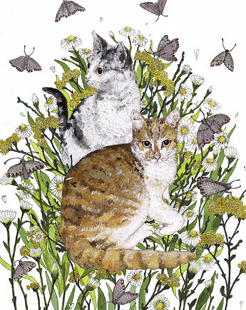 Kotki dwa- plakat- ilustracja- koty- plakat, BOSKE