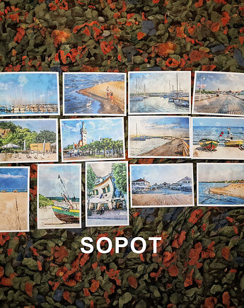 Sopot w akwareli - zestaw 13 grafik 15x23 cm, JBJart Justyna Jaszke
