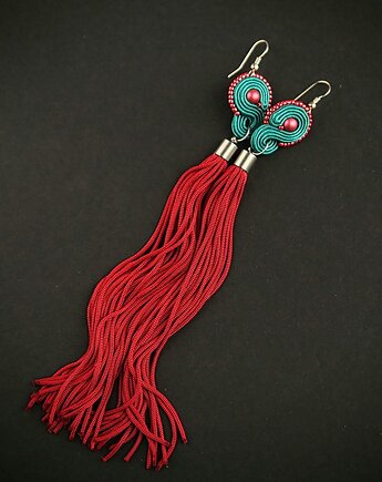 Maike teal/red L - kolczyki z chwostami, Mosca
