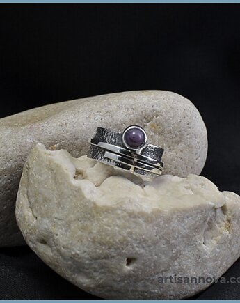 Pierścionek ze srebra i jadeitu lawendowego rozmiar 16, An Artisan Nova