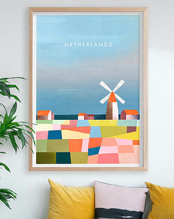 Plakat Holandia - pola kwiatowe, minimalmill