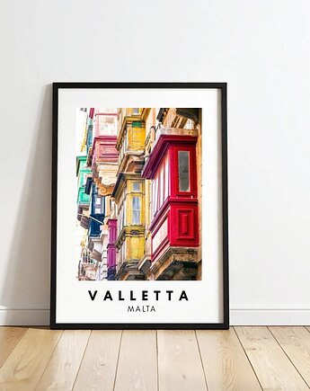 PLAKAT travel poster Valletta Malta zdjęcie personalizacja prezent dla niej, black dot studio