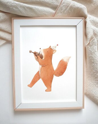 PLAKAT DLA DZIECKA ilustracja akwarelowa lis, black dot studio