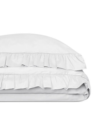 Pościel satynowa z falbanką pure white, White pocket