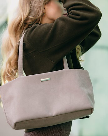 Beżowa MINI TOTE z nubuku tapicerskiego, Karolina Audycka