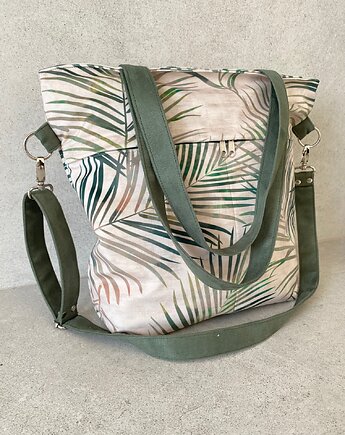 Torba na ramię - print liście palmy, PRACOWNIA 166