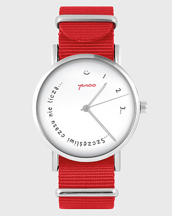 Zegarek - Szczęśliwi... - czerwony, nylonowy, yenoo