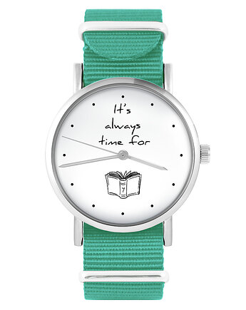 Zegarek - Time for book - turkusowy, nylonowy, yenoo