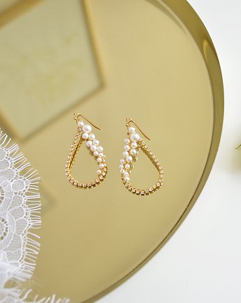 Kolczyki złote z perłami Swarovskiego Ivo, Anelis Atelier