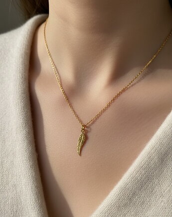 Złoty naszyjnik z piórkiem- srebro 925 pozłacane, Coccola JEWELLERY