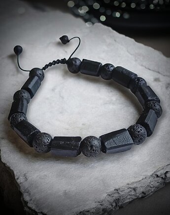 Czarny turmalin, lawa - ochronna. PREMIUM, kaktusia