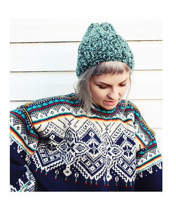 Czapka beanie zieleń handmade z wełną, Mademoiselle Patrini