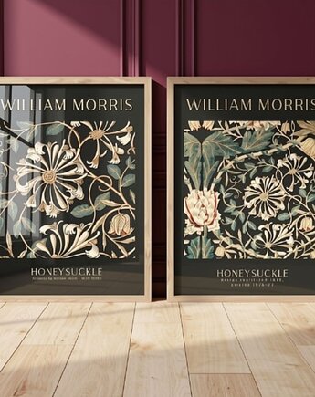 DWA PLAKATY William Morris kwiaty botaniczne obrazy, black dot studio