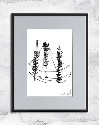 Statek - autorska grafika z ramą - nr 19, Maja Gajewska