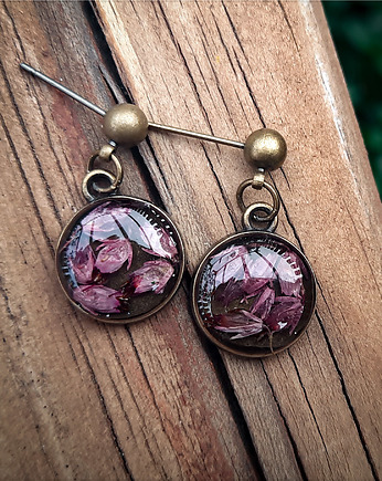 Kolczyki wiszące z wrzosem, Figa handmade accessories