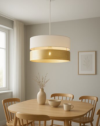Luksusowa lampa z dużym abażurem dziurki złote, Fabryka Lamp