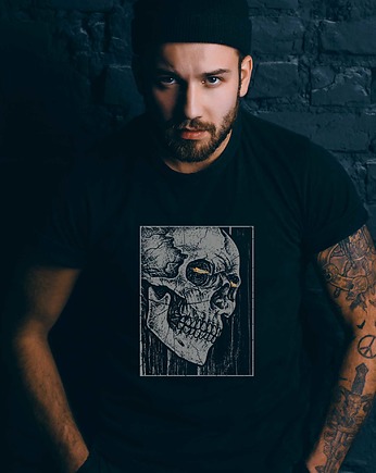 Koszulka organiczna z nadrukiem Skull horror, ART ORGANIC