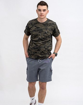 T-shirt męski  basic   moro zielone  z kieszonką, 3 for U