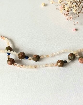 Naszyjnik z cytrynem, unakitem i lapisem lazuli, s e n s e d  accessories