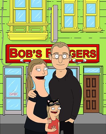 Plakat Bobs Burgers portret dla par, portret rodzinny, landart