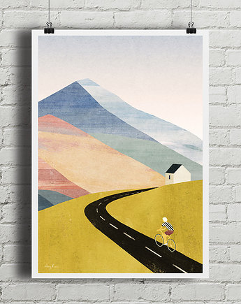 Plakat Rowerzysta na górskim szlaku, minimalmill