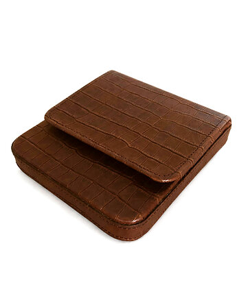 Etui na 6 piór lub długopisów brąz krokodyl, Lamato