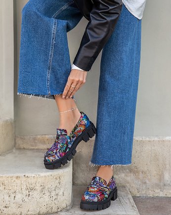 MOKASYNY NA GRUBEJ PODESZWIE-SKÓRA NATURALNA-MODEL 285-KOLOR MOTYL, Zapato