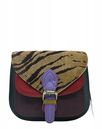 Torebka listonoszka damska skórzana pasek klapka wzór oryginalna OLIVKA, Olivka Warsaw