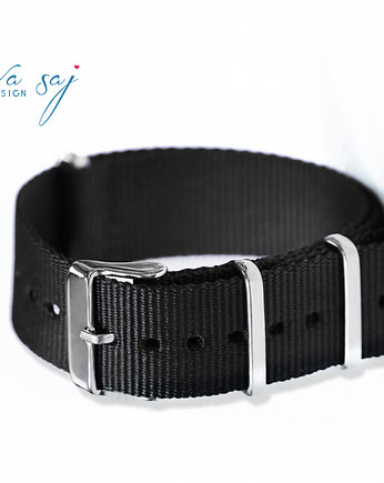 Pasek do zegarka, nato strap czarny, Makaliboo
