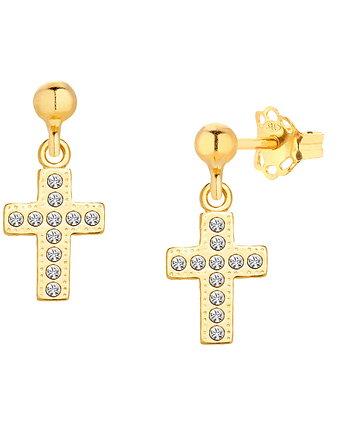Kolczyki pozłacane z krzyżykami Swarovski, MYNESS