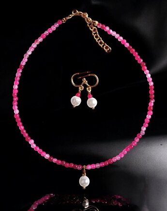 RAZEM TANIEJ! naszyjnik & kolczyki : fuchsia & pearl collection, kaktusia