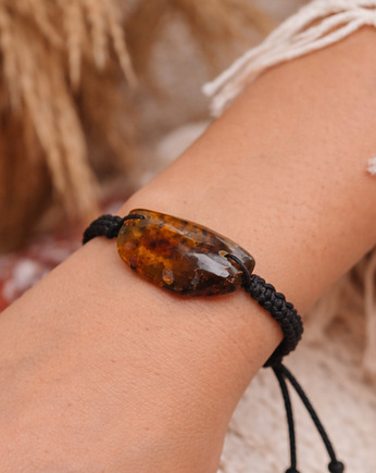 Bransoletka makramowa bursztyn bałtycki, AmberMal