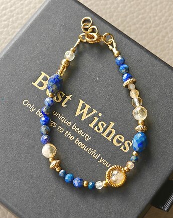 Bransoletka lapis lazuli cytryn kryształ, NESSING handmade