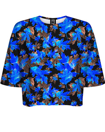 DR.CROW T-shirt Krótki CROP Blue Leaves, DrCrow